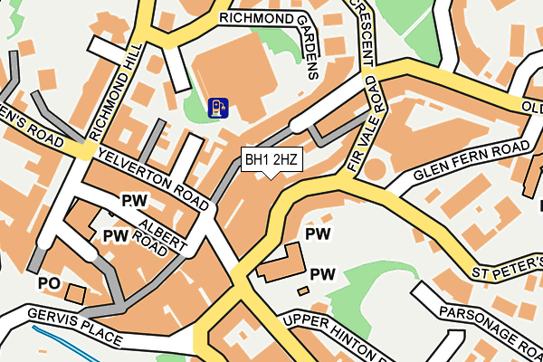 BH1 2HZ map - OS OpenMap – Local (Ordnance Survey)