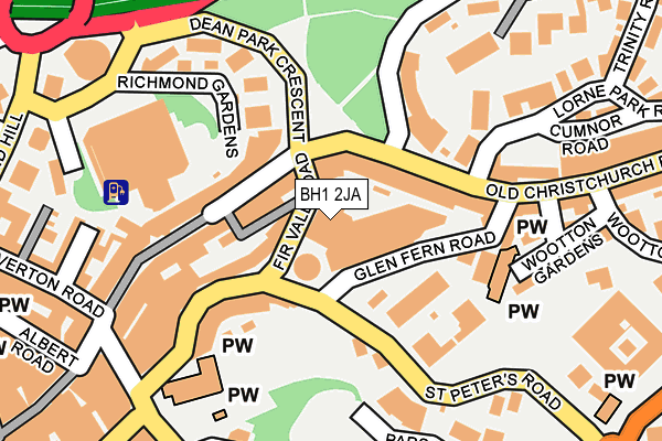 BH1 2JA map - OS OpenMap – Local (Ordnance Survey)