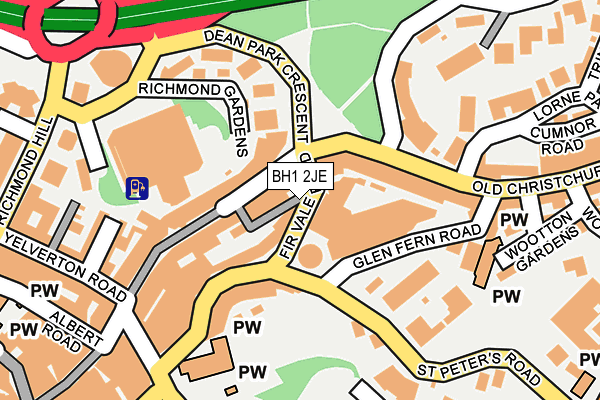 BH1 2JE map - OS OpenMap – Local (Ordnance Survey)