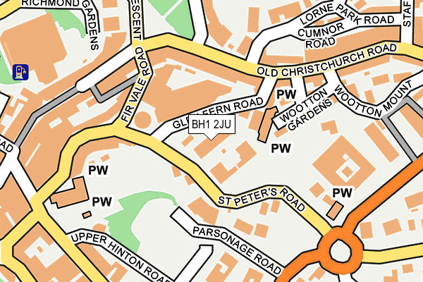 BH1 2JU map - OS OpenMap – Local (Ordnance Survey)