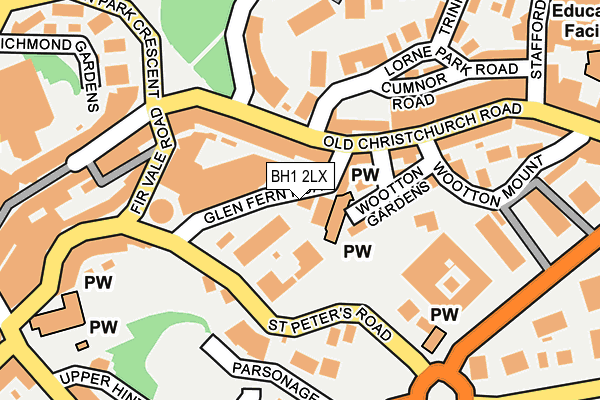 BH1 2LX map - OS OpenMap – Local (Ordnance Survey)