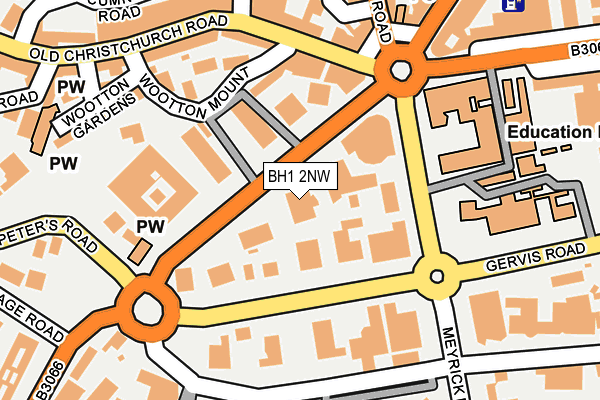 BH1 2NW map - OS OpenMap – Local (Ordnance Survey)