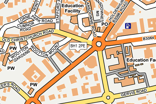 BH1 2PE map - OS OpenMap – Local (Ordnance Survey)