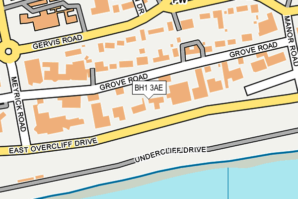 BH1 3AE map - OS OpenMap – Local (Ordnance Survey)