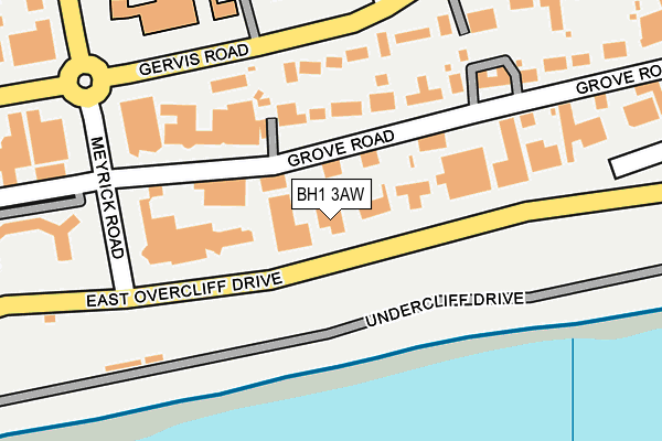 BH1 3AW map - OS OpenMap – Local (Ordnance Survey)