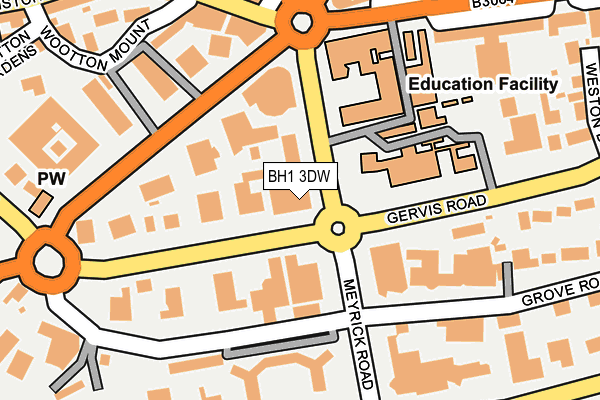 BH1 3DW map - OS OpenMap – Local (Ordnance Survey)