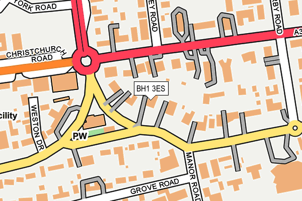 BH1 3ES map - OS OpenMap – Local (Ordnance Survey)