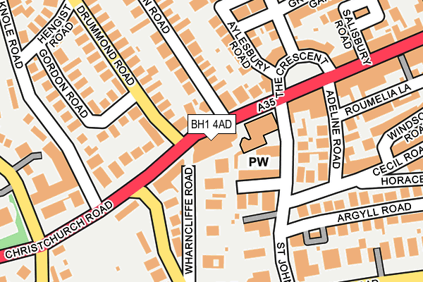 BH1 4AD map - OS OpenMap – Local (Ordnance Survey)
