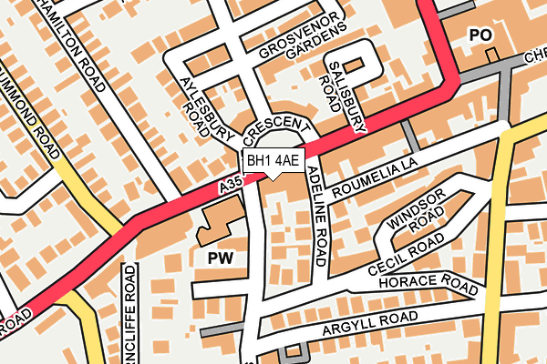 BH1 4AE map - OS OpenMap – Local (Ordnance Survey)