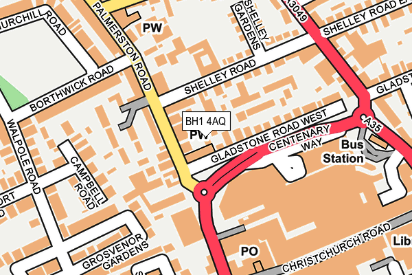 BH1 4AQ map - OS OpenMap – Local (Ordnance Survey)
