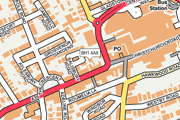 BH1 4AX map - OS OpenMap – Local (Ordnance Survey)