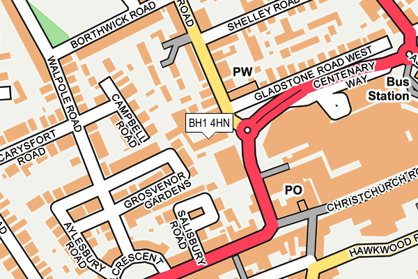 BH1 4HN map - OS OpenMap – Local (Ordnance Survey)