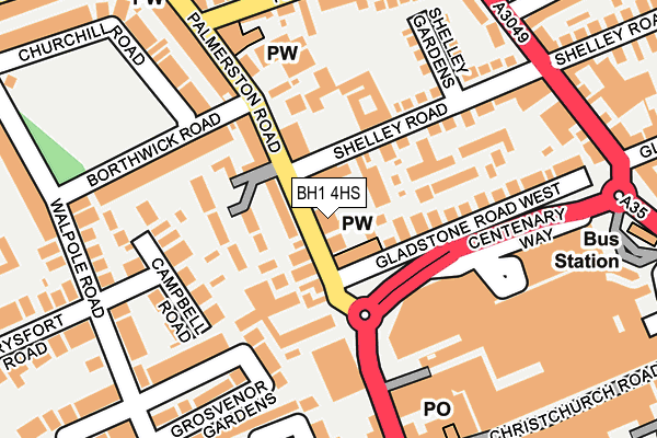 BH1 4HS map - OS OpenMap – Local (Ordnance Survey)