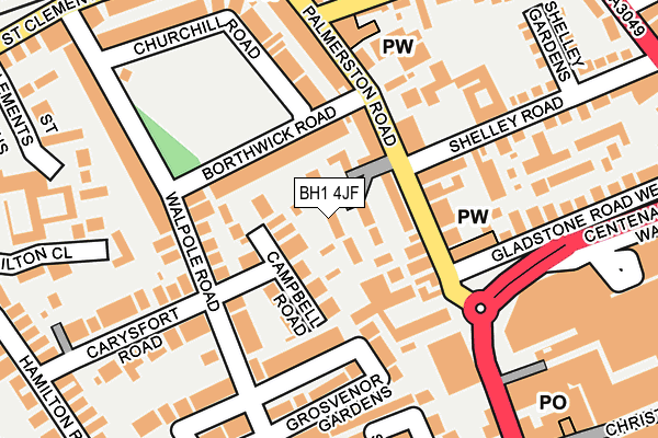 BH1 4JF map - OS OpenMap – Local (Ordnance Survey)