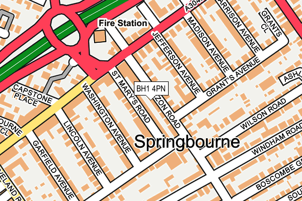 BH1 4PN map - OS OpenMap – Local (Ordnance Survey)