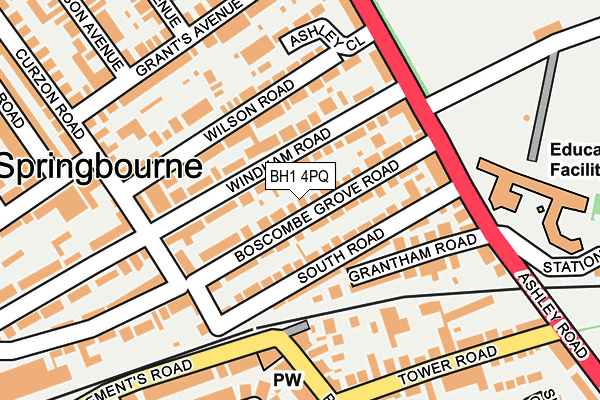 BH1 4PQ map - OS OpenMap – Local (Ordnance Survey)