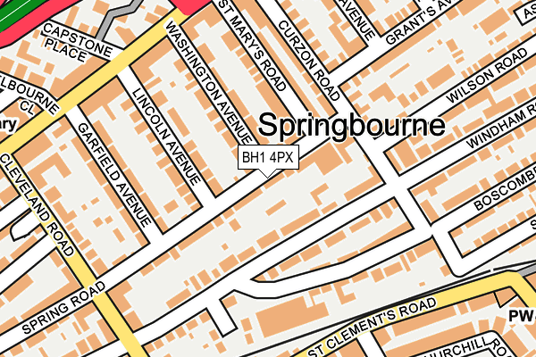 BH1 4PX map - OS OpenMap – Local (Ordnance Survey)