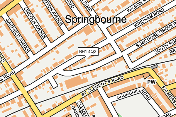 BH1 4QX map - OS OpenMap – Local (Ordnance Survey)