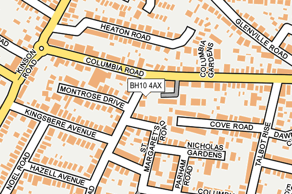 BH10 4AX map - OS OpenMap – Local (Ordnance Survey)
