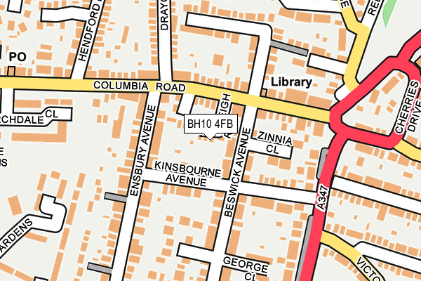 BH10 4FB map - OS OpenMap – Local (Ordnance Survey)