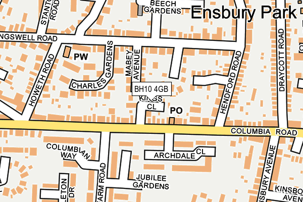 BH10 4GB map - OS OpenMap – Local (Ordnance Survey)