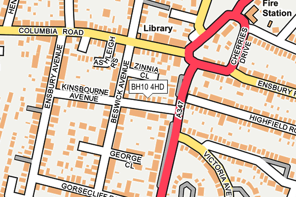 BH10 4HD map - OS OpenMap – Local (Ordnance Survey)