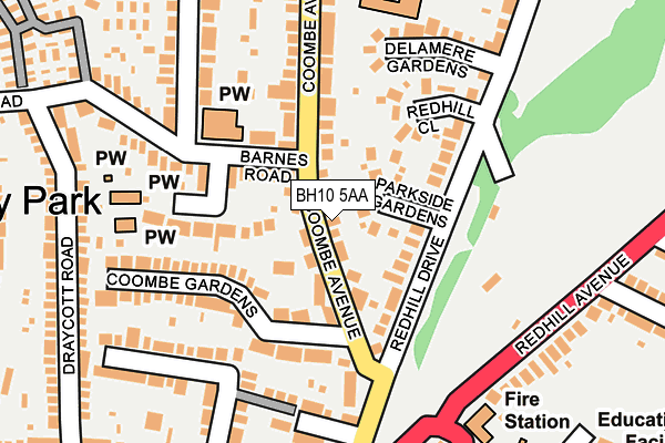 BH10 5AA map - OS OpenMap – Local (Ordnance Survey)