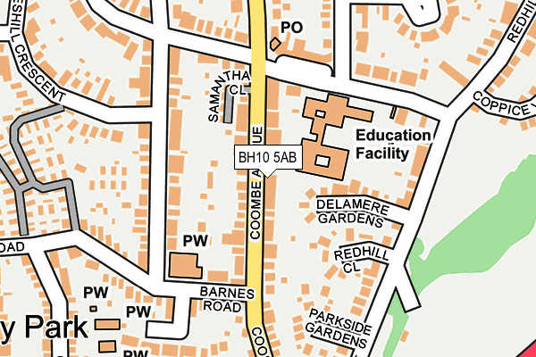 BH10 5AB map - OS OpenMap – Local (Ordnance Survey)
