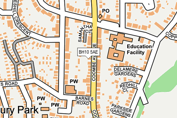 BH10 5AE map - OS OpenMap – Local (Ordnance Survey)