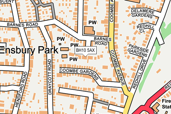 BH10 5AX map - OS OpenMap – Local (Ordnance Survey)