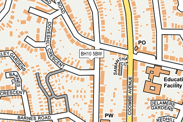 BH10 5BW map - OS OpenMap – Local (Ordnance Survey)