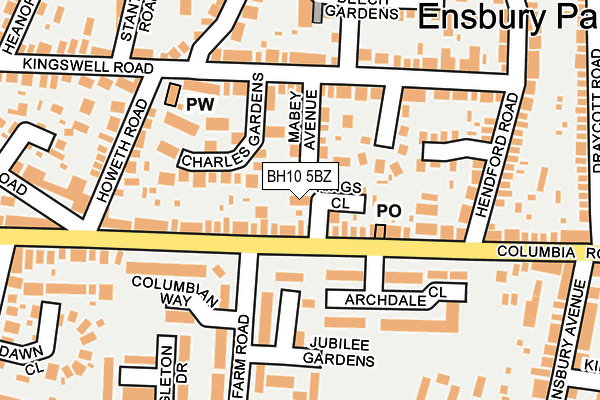 BH10 5BZ map - OS OpenMap – Local (Ordnance Survey)