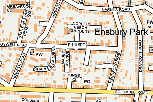 BH10 5DF map - OS OpenMap – Local (Ordnance Survey)