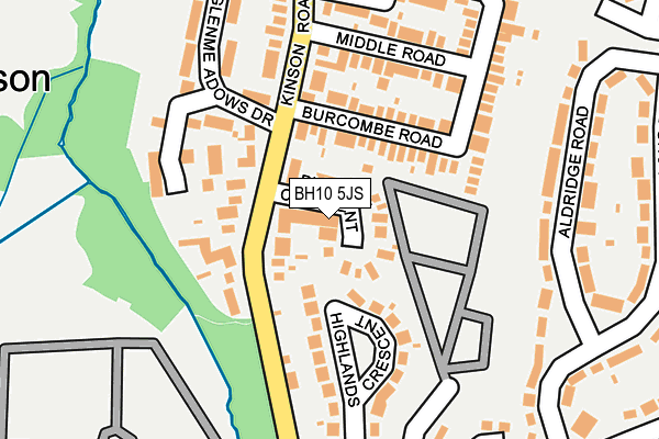 BH10 5JS map - OS OpenMap – Local (Ordnance Survey)