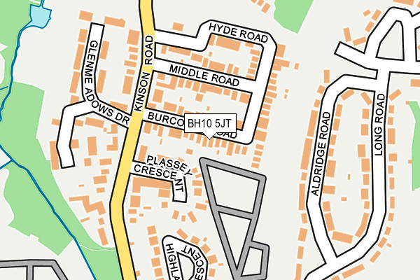 BH10 5JT map - OS OpenMap – Local (Ordnance Survey)
