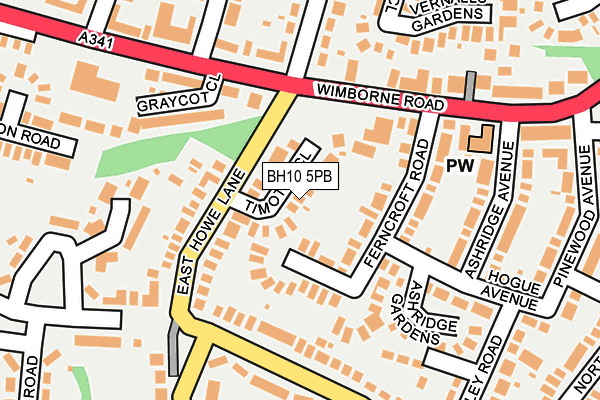 BH10 5PB map - OS OpenMap – Local (Ordnance Survey)