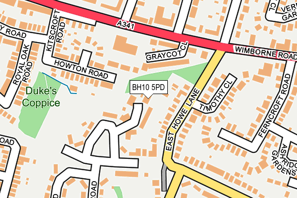 BH10 5PD map - OS OpenMap – Local (Ordnance Survey)
