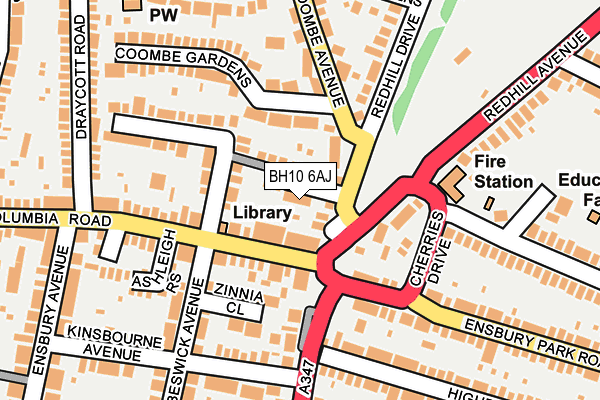 BH10 6AJ map - OS OpenMap – Local (Ordnance Survey)