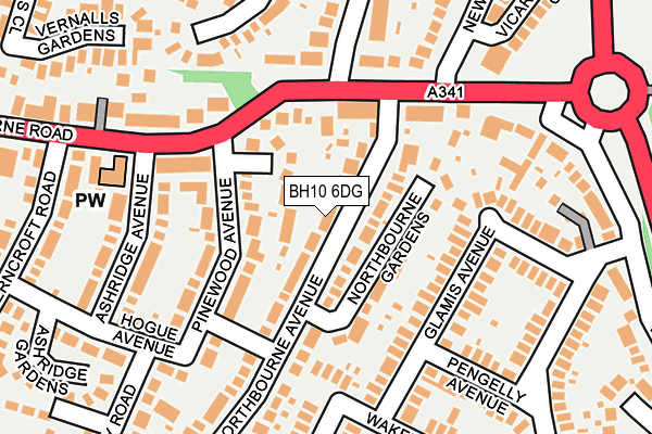 BH10 6DG map - OS OpenMap – Local (Ordnance Survey)
