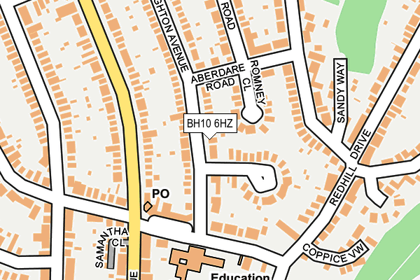 BH10 6HZ map - OS OpenMap – Local (Ordnance Survey)