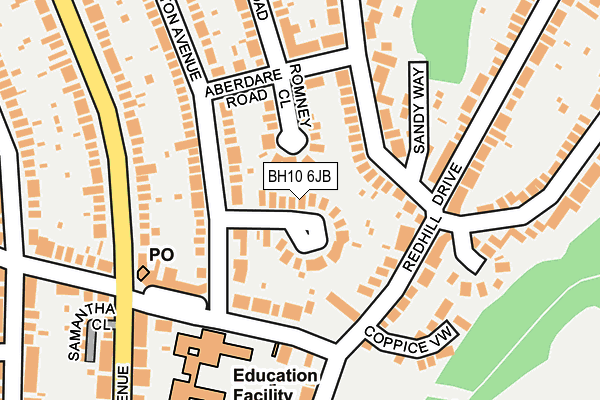 BH10 6JB map - OS OpenMap – Local (Ordnance Survey)