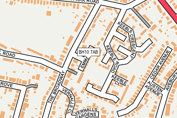 BH10 7AB map - OS OpenMap – Local (Ordnance Survey)