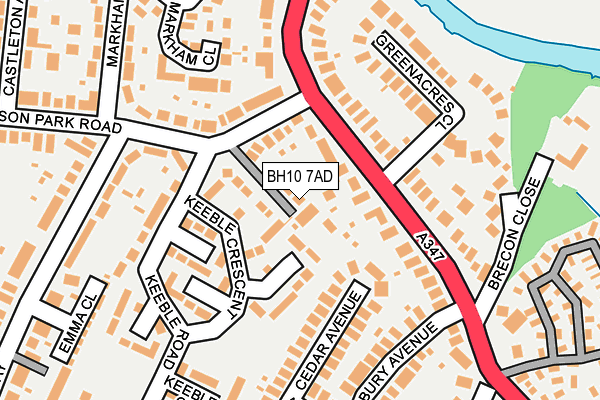 BH10 7AD map - OS OpenMap – Local (Ordnance Survey)