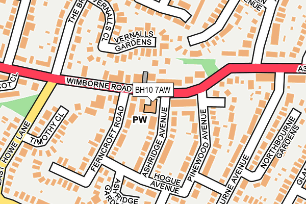 BH10 7AW map - OS OpenMap – Local (Ordnance Survey)
