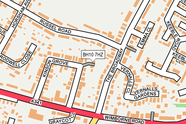 BH10 7HZ map - OS OpenMap – Local (Ordnance Survey)