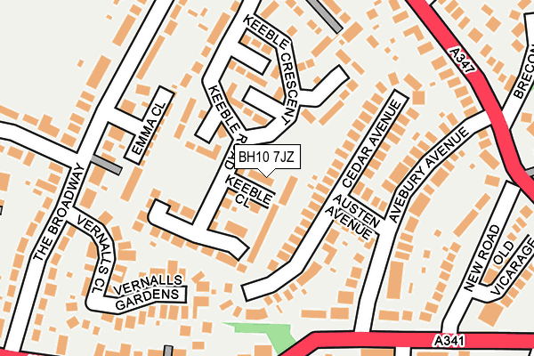 BH10 7JZ map - OS OpenMap – Local (Ordnance Survey)