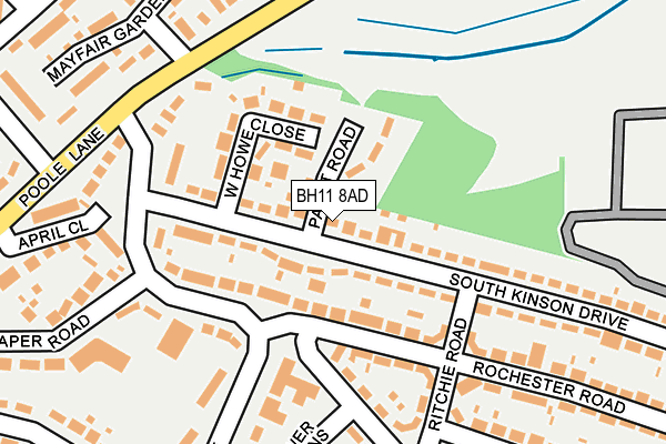 BH11 8AD map - OS OpenMap – Local (Ordnance Survey)