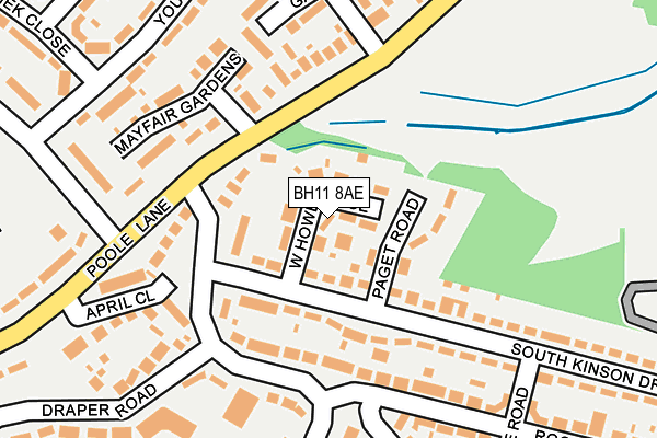 BH11 8AE map - OS OpenMap – Local (Ordnance Survey)