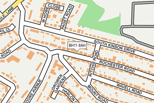 BH11 8AH map - OS OpenMap – Local (Ordnance Survey)