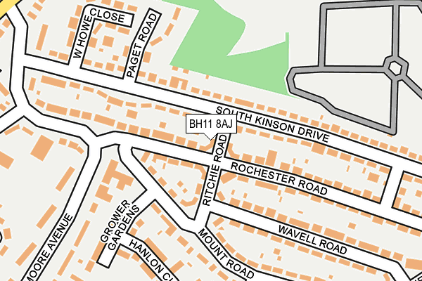 BH11 8AJ map - OS OpenMap – Local (Ordnance Survey)